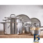 نمای جلو سرویس قابلمه استیل ۹ پارچه ایکیا مدل 365 طراحی و جزئیات کلیدی