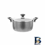 نمای جلو سرویس پخت و پز گرانیت ۱۲ پارچه عروس مدل پارمیس سربی طراحی و جزئیات کلیدی