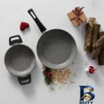نمای جلو سرویس تابه ۲ پارچه کاراجا مدل Gris طراحی و جزئیات کلیدی