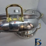 نمای جلو سرویس قابلمه آلومینیومی ۶ پارچه مدل تخم مرغی با دسته طراحی و جزئیات کلیدی