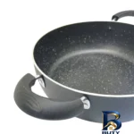 نمای جلو سرویس تابه و قابلمه گرانیتی 7 پارچه تیتانیوم مدل دسته دار طراحی و جزئیات کلیدی