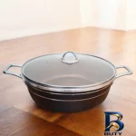 نمای جلو سرویس تابه و قابلمه گرانیتی 7 پارچه رز کالا مدل آرنیکا طراحی و جزئیات کلیدی