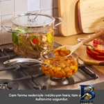 نمای جلو سرویس قابلمه بوروسیلیکاتی ۷ پارچه کاراجا مدل Amore Borosilikat طراحی و جزئیات کلیدی
