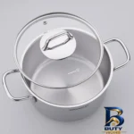 نمای جلو سرویس قابلمه تابه استیل ۹ پارچه کرکماز طرح Perla کد A۱۶۰۹ اصل طراحی و جزئیات کلیدی