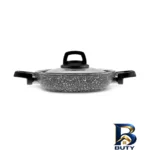 نمای جلو سرویس قابلمه و تابه بیوگرانیتی ۹ پارچه کاراجا مدل Biogranit Grey Stone طراحی و جزئیات کلیدی