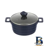 نمای جلو قابلمه گرانیتی تکنو با در شیشه و دو دسته طراحی و جزئیات کلیدی