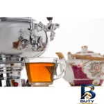 نمای جلو سماور برقی عالی نسب مدل Sarina با ظرفیت 5.5 لیتر برچسب کیسه و وزن
