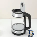 نمای جلو کتری برقی تفال مدل 700827 با طراحی شیشه ای طراحی و جزئیات کلیدی