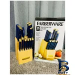 نمای جلو سرویس چاقو آشپزخانه ۱۵ پارچه مدل Farberware طراحی و جزئیات کلیدی
