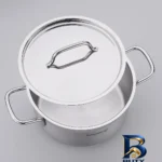 نمای جلو قابلمه کرکماز آلفا با قابلیت اینداکشن و بدنه استیل طراحی و جزئیات کلیدی