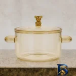 نمای جلو قابلمه پیرکس با در خرسی و طراحی زیبا طراحی و جزئیات کلیدی