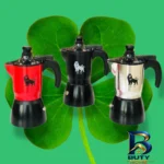 نمای جلو قهوه جوش باکیفیت مدل Moka crem R.H طراحی و جزئیات کلیدی