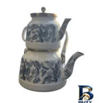 نمای جلو ست کتری و قوری مدل لعابی برگی گنجایش ۲.۵ لیتر ۱ لیتر اصل طراحی و جزئیات کلیدی