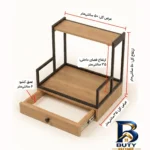 نمای جلو استند آشپزخانه اترس چوب مدل باریستا طراحی و جزئیات کلیدی