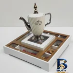 نمای جلو جعبه چای کیسه ای مدل آراد با طراحی زیبا طراحی و جزئیات کلیدی