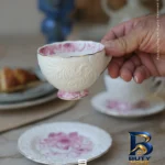 نمای جلو سرویس چای خوری ۱۲ پارچه ۶ نفره مدل dantella f شاهین طراحی و جزئیات کلیدی