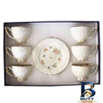 نمای جلو سرویس قهوه خوری ۱۲ پارچه ۶ نفره شاهین مدل Dantella B طراحی و جزئیات کلیدی