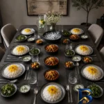 نمای جلو بشقاب خورشت خوری دنی هوم مدل T۱۶-۰۳ مجموعه شش عددی اصل طراحی و جزئیات کلیدی