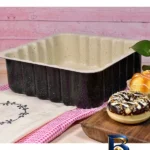 نمای جلو قالب کیک مدل چهار گوش به گز برچسب کیسه و وزن