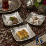 نمای جلو پیاله لورنزا مدل مربع مجموعه ۶ عددی با طراحی خاص برچسب بسته و وزن خالص