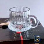 نمای جلو فنجان بلور کاوه مدل سانتورینی بسته ۶ عددی طراحی و جزئیات کلیدی
