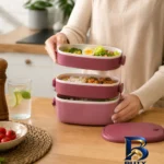 نمای جلو ظرف غذا لانچ باکس مدل 3 طبقه طراحی و جزئیات کلیدی