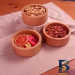 نمای جلو کاسه پدر نجار مدل راش مجموعه ۳ عددی برچسب بسته و وزن خالص