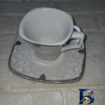 نمای جلو ست فنجان و نعلبکی ۱۲ پارچه پارس چینی مدل 603 طراحی و جزئیات کلیدی