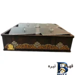 نمای جلو جعبه پذیرایی صدراباکس مدل آجیلی کد SBlux۰۰۴zr اصل برچسب بسته و وزن خالص