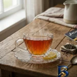 نمای جلو ست فنجان و نعلبکی ۱۲ پارچه ۶ نفره مدل کریستال طراحی و جزئیات کلیدی