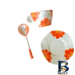 نمای جلو سرویس چای خوری ۲ پارچه ۱ نفره مدل Flower طراحی و جزئیات کلیدی