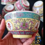 نمای جلو پیاله سوپ خوری مدل 002 به همراه قاشق طراحی و جزئیات کلیدی