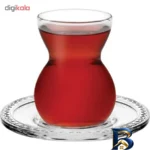 نمای جلو ست استکان و نعلبکی ۱۲ پارچه پاشاباچه Etkin مدل 96575 طراحی و جزئیات کلیدی