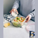 نمای جلو ظرف نگهدارنده ویرو پلاستیک مدل 307 مجموعه ۵ عددی طراحی و جزئیات کلیدی