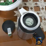 نمای جلو فلاکس شیشه ای با طرح استیل گنجایش 1 لیتر طراحی و جزئیات کلیدی