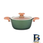 نمای بسته بندی سرویس قابلمه و تابه گرانیت 5 پارچه عروس مدل فورج دلوین برچسب و بسته بندی