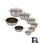 نمای جلو سرویس پخت و پز ۱۴ پارچه هلنا طرح چدن مدل لانه زنبوری طراحی و جزئیات کلیدی