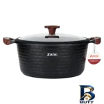 نمای بسته بندی سرویس قابلمه و تابه چدن گرانیت ۱۰ پارچه زانو مدل آجری برچسب و بسته بندی