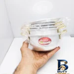 نمای بسته بندی سرویس قابلمه آلومینیومی ۸ پارچه بی نظیر مدل نقلی برچسب و بسته بندی