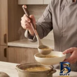 نمای جزئیات سرویس کفگیر و ملاقه سیلیکونی ۸ پارچه آر اس مدل چوبی نمای نزدیک دانه