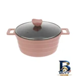 نمای بسته بندی قابلمه گرانیتی تکنو با در شیشه و دو دسته برچسب و بسته بندی