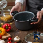 نمای بسته بندی قابلمه تکنو آنتیک با روکش گرانیت برچسب و بسته بندی