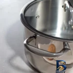 نمای بسته بندی قابلمه استیل مادام کوکو مدل Nova Derin با کفه سه لایه برچسب و بسته بندی
