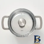 نمای بسته بندی قابلمه استیل ایکیا با در پیرکس و گنجایش مناسب برچسب و بسته بندی
