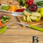 نمای بسته بندی چاقو آشپزخانه با تیغه استیل و دسته پلاستیک کن ریکن مدل Paring برچسب و بسته بندی
