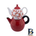 نمای بسته بندی ست کتری و قوری راشل مدل گلدار تایلندی A برچسب و بسته بندی