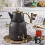 نمای بسته بندی ست کتری و قوری ریور مدل شیردار کد TP۵۸۳۱ گنجایش ۴.۵ لیتر گنجایش ۱.۲ لیتر اصل برچسب و بسته بندی