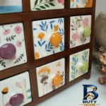 نمای بسته بندی باکس چوبی نظم دهنده مدل دوازده کشو برچسب و بسته بندی