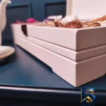 نمای بسته بندی جعبه دمنوش مدل یاس با طراحی زیبا برچسب و بسته بندی
