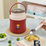 نمای بسته بندی ظرف غذا مدل Vacuum Pot با طراحی دایره ای برچسب و بسته بندی